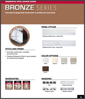 Bronze series garage doors
